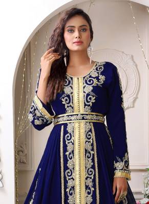 Arabic darkblue wedding designer moroccan kaftan 2