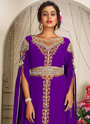 Arabic purple georgette islamic modern dubai kaftan 2