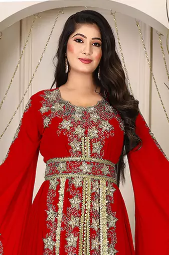 Red Georgette Party Wear Kaftan for Women