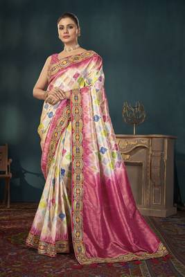 Desginer Stone Work Digital Printed Banarasi Trendy Saree For Women 1