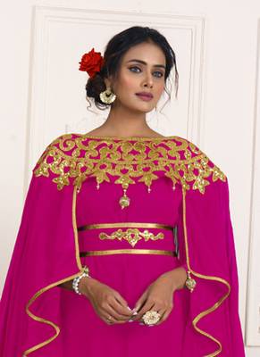 Pink and gold embroidery israeli dress islamic design kaftan takchita wedding party wear kaftan 2