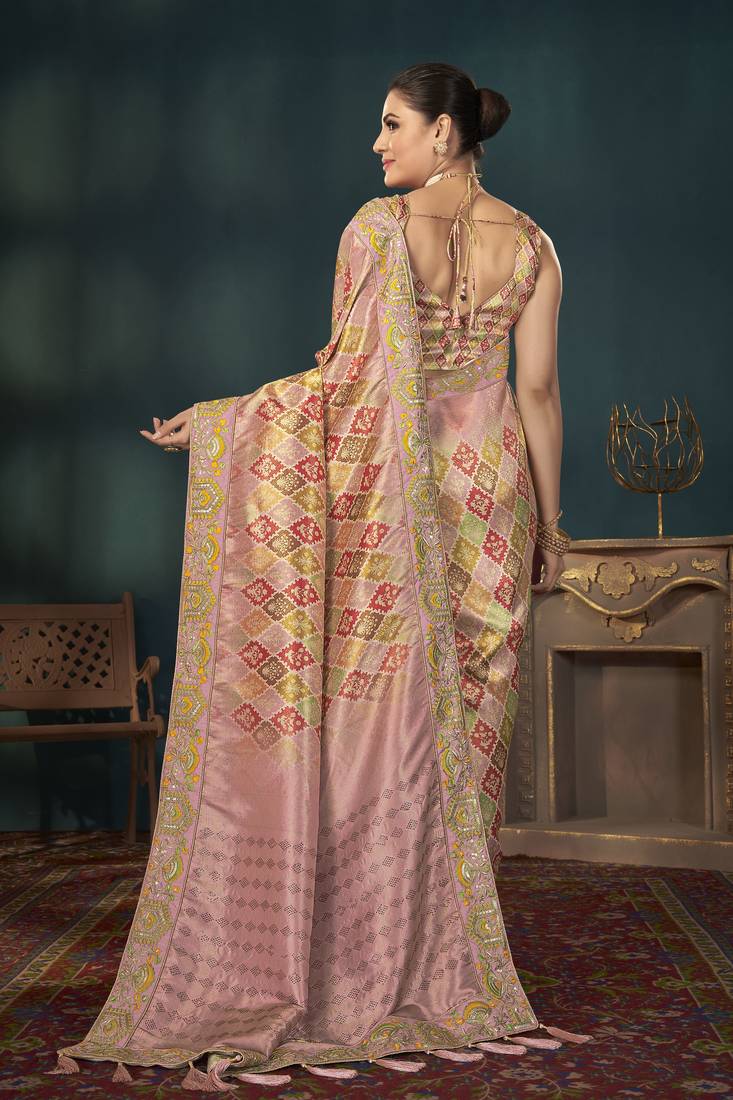 Desginer Stone Work Digital Printed Banarasi Trendy Saree For Women
