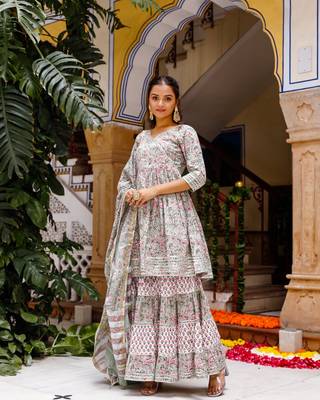 Anarkali kurta, sharara, and dupatta set 1