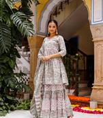 Anarkali kurta, sharara, and dupatta set
