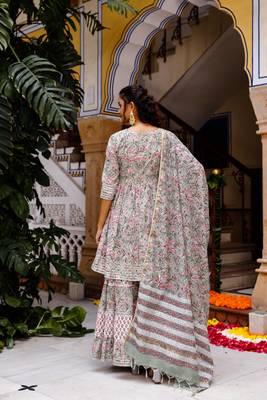 Anarkali kurta, sharara, and dupatta set 2