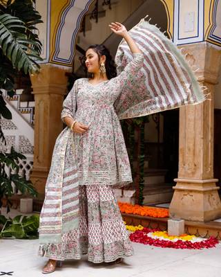 Anarkali kurta, sharara, and dupatta set 3