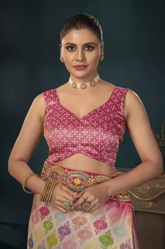 Desginer Stone Work Digital Printed Banarasi Trendy Saree For Women