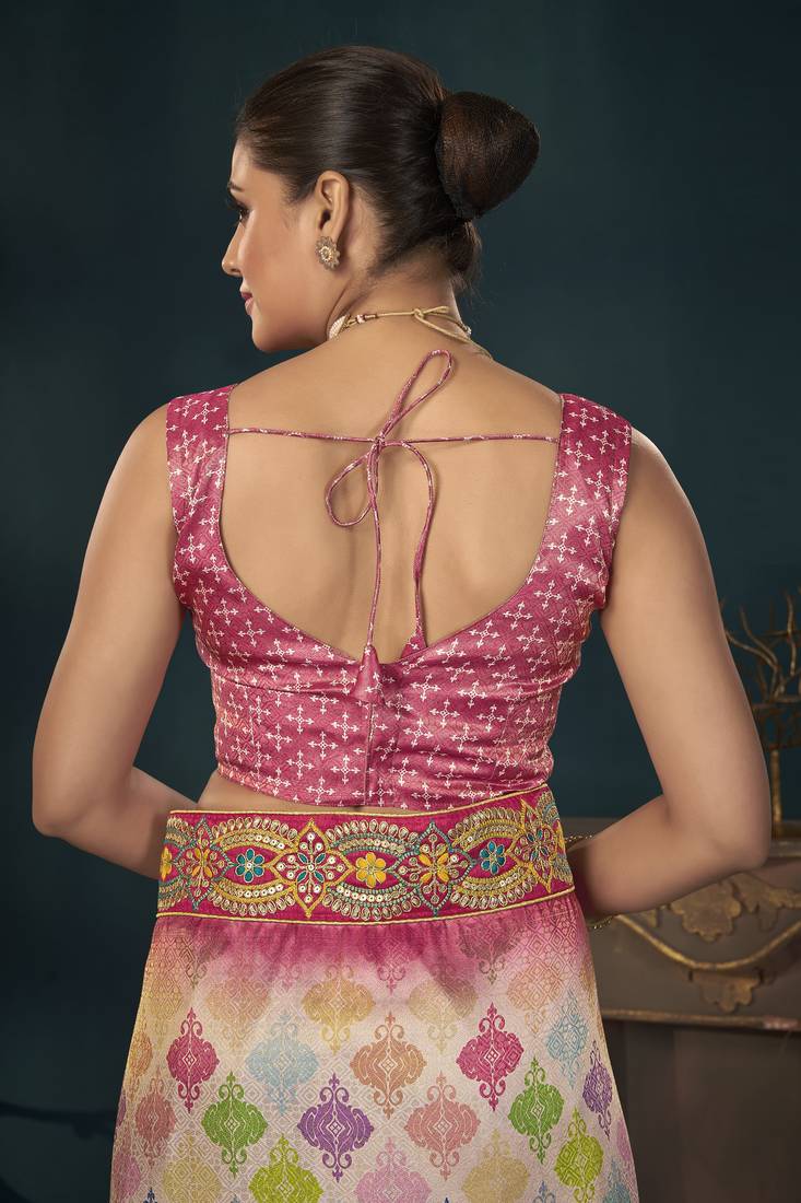 Desginer Stone Work Digital Printed Banarasi Trendy Saree For Women