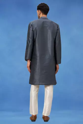 Plain art silk kurta grey with churidar traditional look