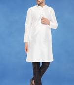 Plain art silk kurta white with churidar traditional look