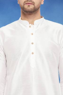 Plain art silk kurta white with churidar traditional look 3