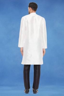 Plain art silk kurta white with churidar traditional look 4