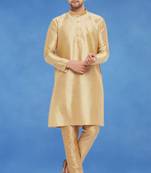 Plain art silk kurta gold with churidar traditional look