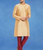 Plain art silk kurta gold with churidar traditional look