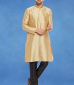 Plain art silk kurta gold with churidar traditional look