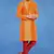 Plain art silk kurta orange with churidar traditional look