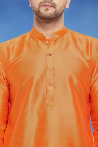 Plain art silk kurta orange with churidar traditional look