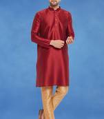Plain art silk kurta maroon with churidar traditional look
