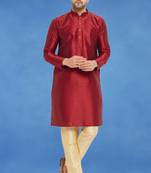 Plain art silk kurta maroon with churidar traditional look