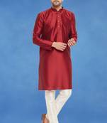Plain art silk kurta maroon with churidar traditional look