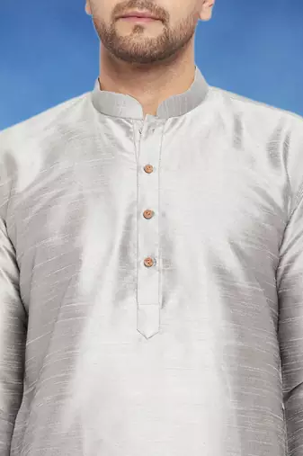 Plain art silk kurta grey with churidar traditional look