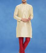 Plain art silk kurta fawn with churidar traditional look