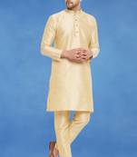 Plain art silk kurta fawn with churidar traditional look