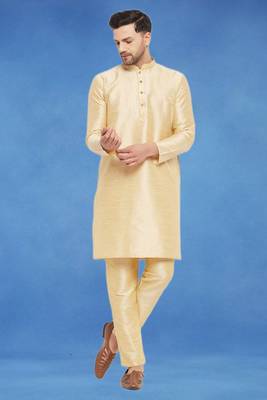 Plain art silk kurta fawn with churidar traditional look 2