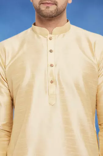 Plain art silk kurta fawn with churidar traditional look