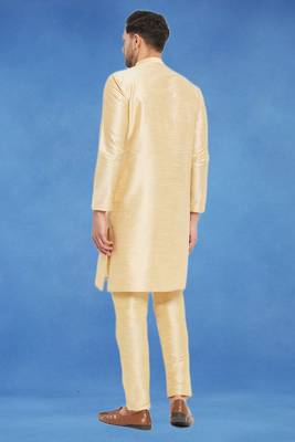 Plain art silk kurta fawn with churidar traditional look 4