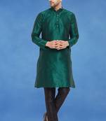 Plain art silk kurta green with churidar traditional look
