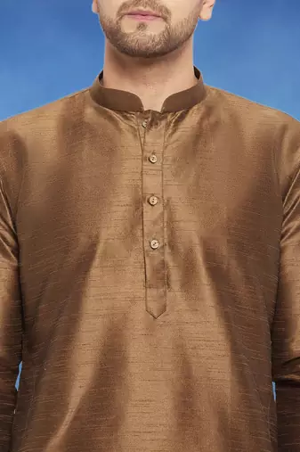 Plain art silk kurta beige with churidar traditional look