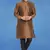 Plain art silk kurta beige with churidar traditional look