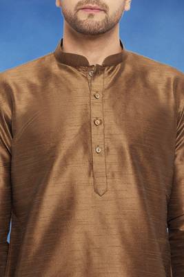 Plain art silk kurta beige with churidar traditional look 3