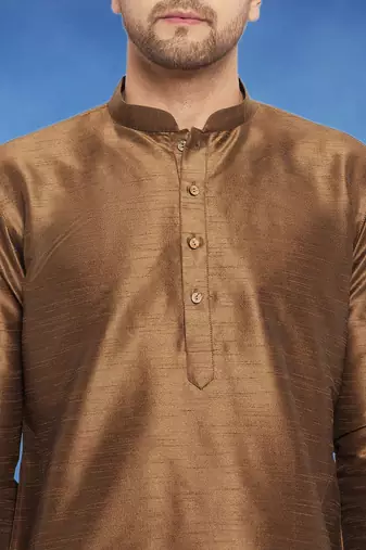 Plain art silk kurta beige with churidar traditional look