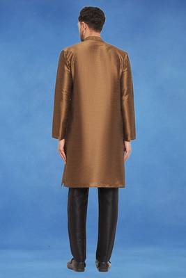 Plain art silk kurta beige with churidar traditional look 4