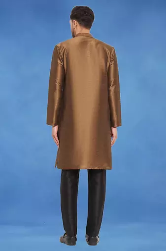 Plain art silk kurta beige with churidar traditional look