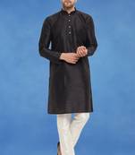 Plain art silk kurta black with churidar traditional look