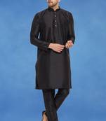 Plain art silk kurta black with churidar traditional look