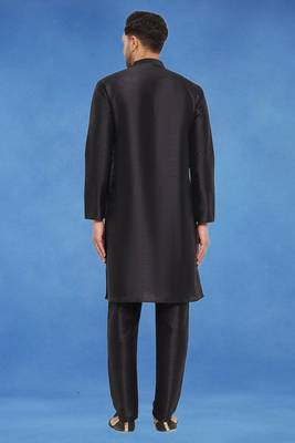 Plain art silk kurta black with churidar traditional look 2