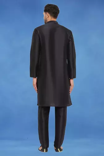 Plain art silk kurta black with churidar traditional look