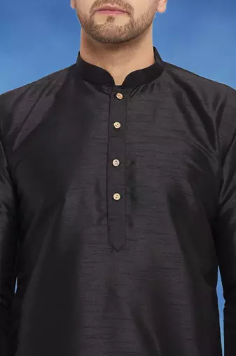 Plain art silk kurta black with churidar traditional look