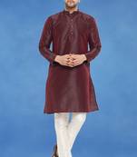 Plain art silk kurta brown with churidar traditional look