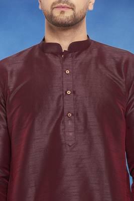 Plain art silk kurta brown with churidar traditional look 3