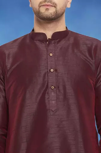 Plain art silk kurta brown with churidar traditional look