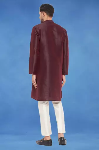 Plain art silk kurta brown with churidar traditional look