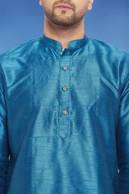 Plain art silk kurta blue with churidar traditional look 3