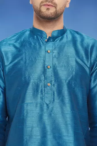 Plain art silk kurta blue with churidar traditional look