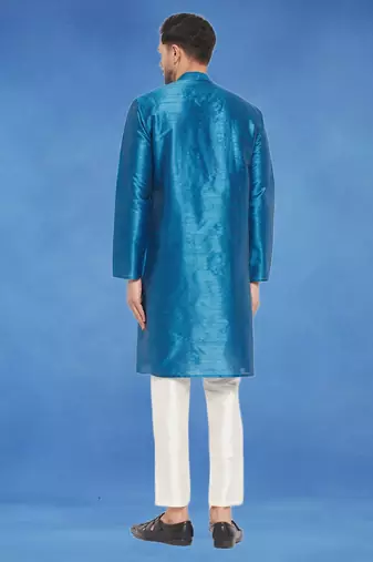Plain art silk kurta blue with churidar traditional look