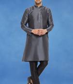 Plain art silk kurta grey with churidar traditional look